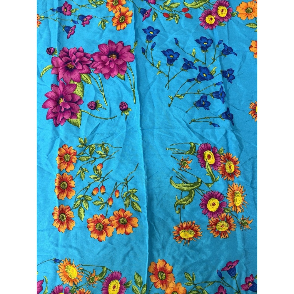 Vintage Adrienne Vittadini Silk Scarf Vibrant Purple Blue Floral 30" Square Tie - Picture 2 of 9